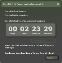 DOD:S Free Weekend Preload screen